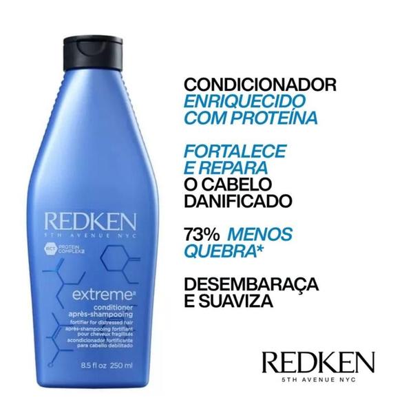 Imagem de Redken Extreme Shampoo 300ml + Condicionador 250ml + Extreme Play Safe Leave-in 200ml