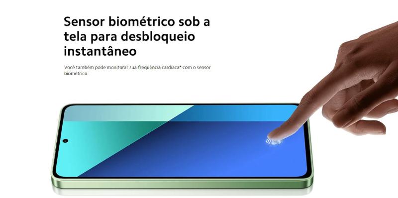 Imagem de Redmi Xiaomi Note 13 256GB / 8GB de RAM, Verde, Camera 108 Mpx, Bluetooth 5.3, 4G, Dual SIM, Versão de Lançamento