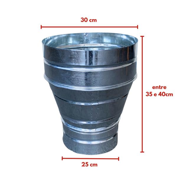 Imagem de Redução para coifa duto churrasqueira 30 x 25 galvanizado