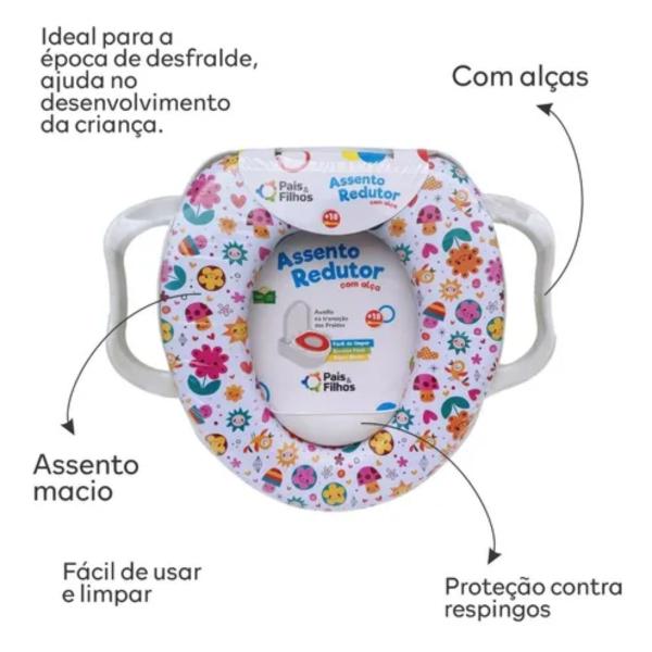 Imagem de Redutor assento macio vaso sanitario infantil bebe com alça