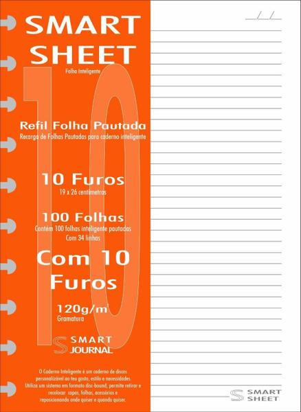 Imagem de Refil Caderno Inteligente 120G 100 Folhas Pautado 10 Furos