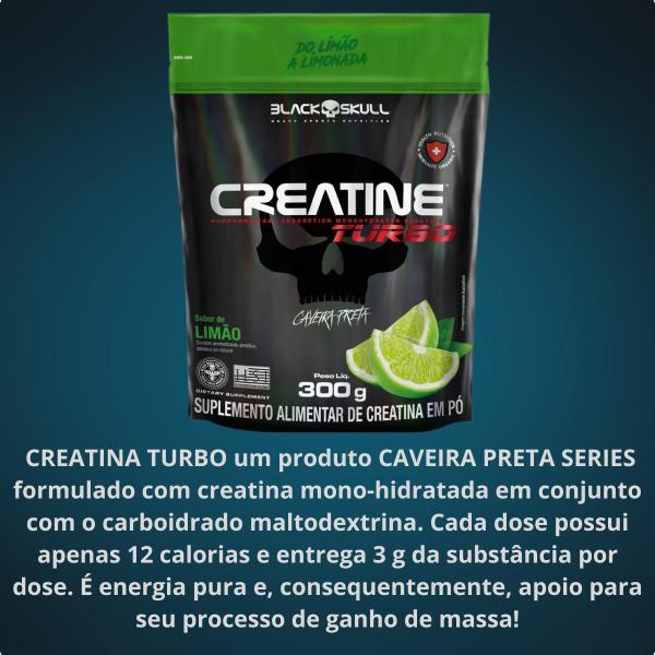 Imagem de Refil Creatina Turbo Hardcore Pura Monohidratada 300g Black Skull