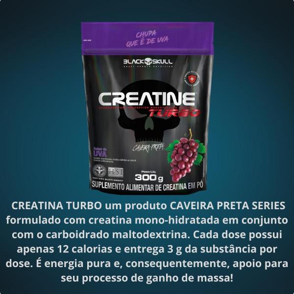 Imagem de Refil Creatina Turbo Hardcore Pura Monohidratada 300g Black Skull