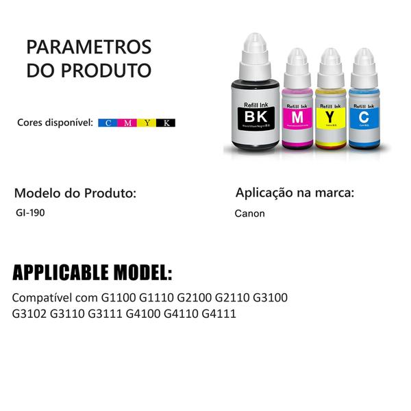 Imagem de Refil de Tinta Compatível Canon G3100 GI-190 Black