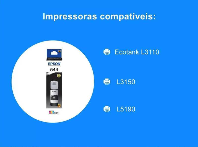 Imagem de Refil de Tinta Epson T544 T544120 Preto para L3150 L3110 65ml