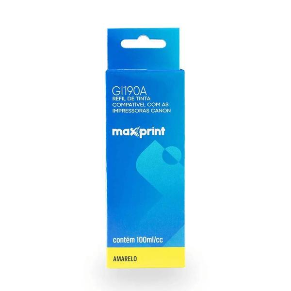 Refil de tinta Maxprint GI190A Amarelo compatível com Canon Imagem de Refil de tinta Maxprint GI190A Amarelo compatível com Canon