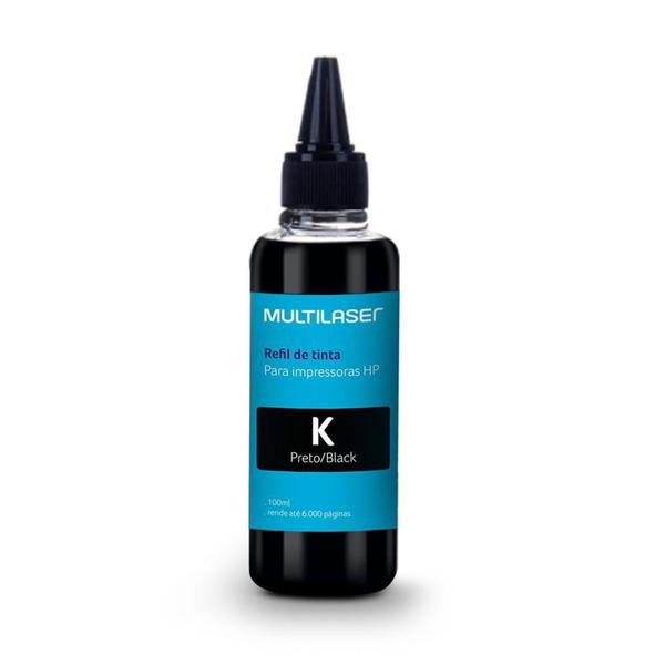 Imagem de Refil De Tinta Para Impressoras Hp 100 Ml Cor Preto - RF001 - Multilaser