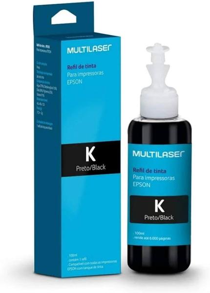 Refil de Tinta Preto para Impressora 100ml - Rf005 - Multilaser Imagem de Refil de Tinta Preto para Impressora 100ml - Rf005 - Multilaser