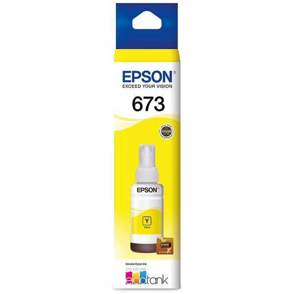 Imagem de Refíl Epson T673 Amarelo, 70ml, Para Impressoras L800 / L805 / L810 / L850 / L1800 - T673420AL