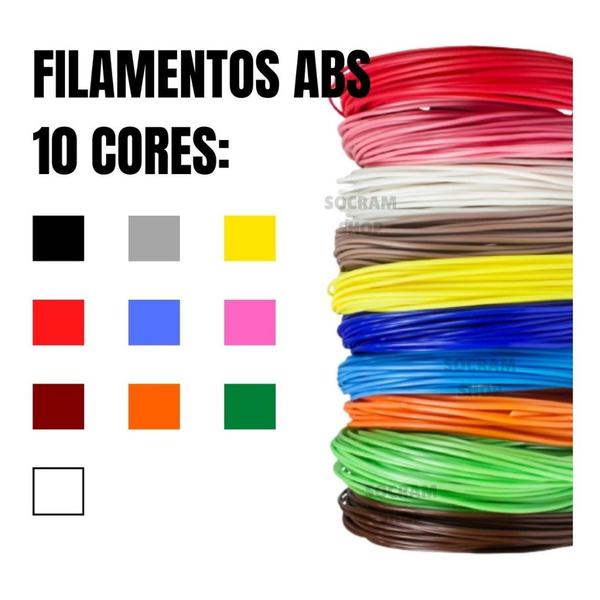 Imagem de Refil Filamento Abs Kit 10 Cores 50 M Impressora 3d Caneta