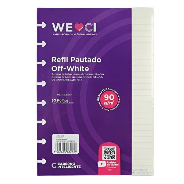 Imagem de Refil Folha Pautada Off White Caderno Inteligente Medio 90g