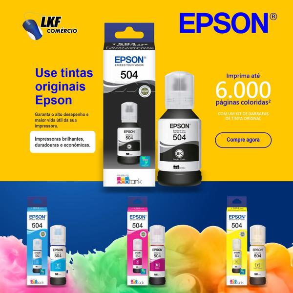 Imagem de Refil Garrafa de Tinta Original Epson EcoTank T504120 Preto Compatível L4150 L4160 L6161 L6171 L6191 L4260 L14150