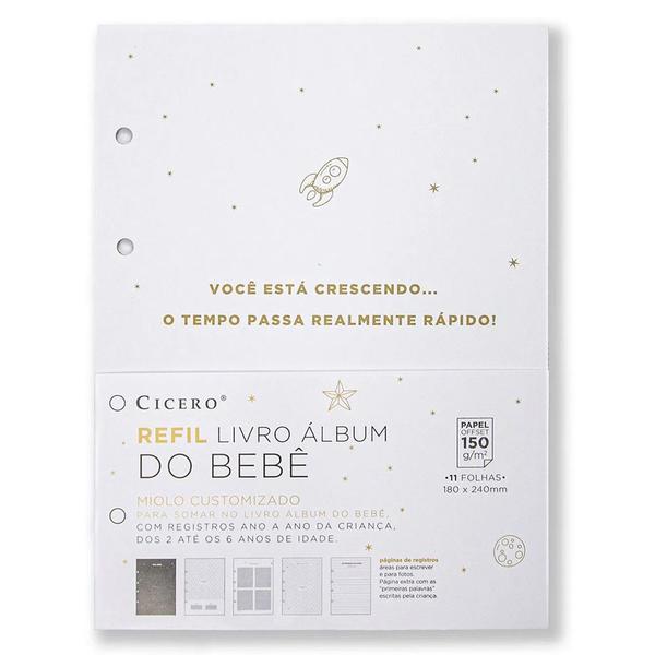 Imagem de Refil Livro Álbum do Bebê Argolado 11 Folhas 150g Cicero