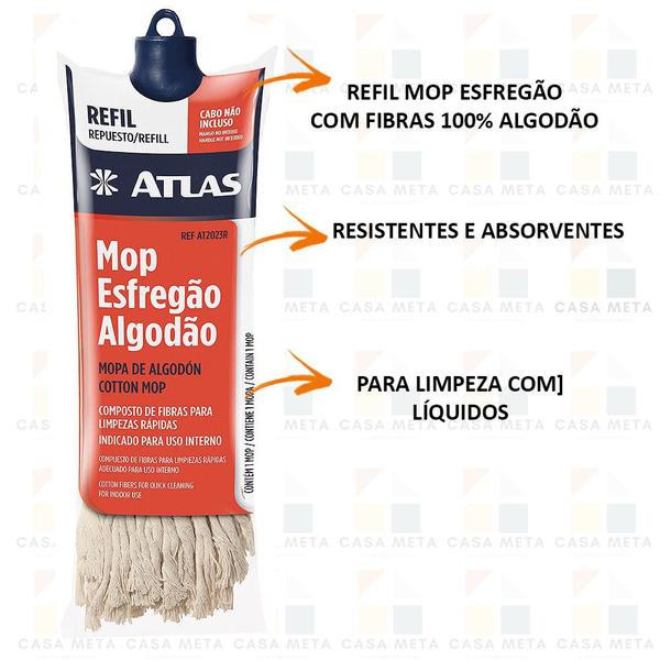 Imagem de Refil Mop Esfregao Algodao + Balde Especial Limpeza Atlas