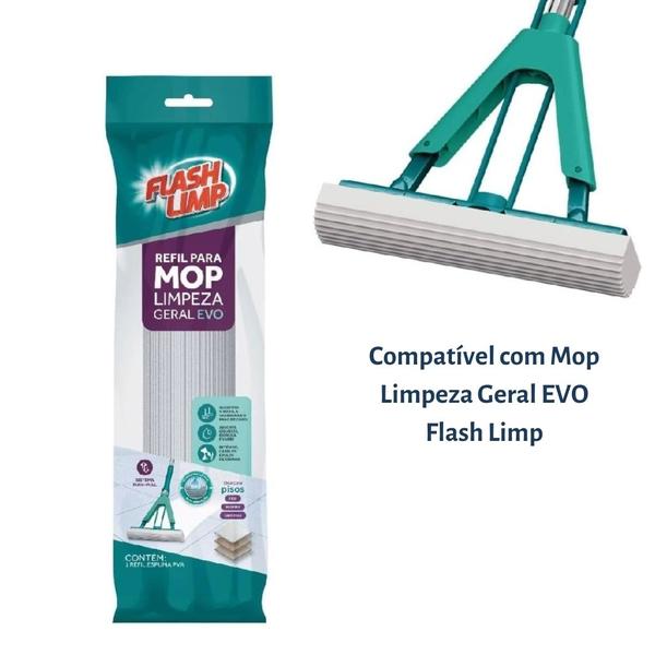 Imagem de Refil Mop Evo Limpeza Geral Dobrável Rodo Espuma Pva Magico Flash Limp RMOP7673