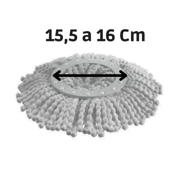 Imagem de Refil Mop Giratório Esfregão de Microfibra para Mop 12L com Encaixe 15,5cm Kit com 1, 2 ou 3 Unidades