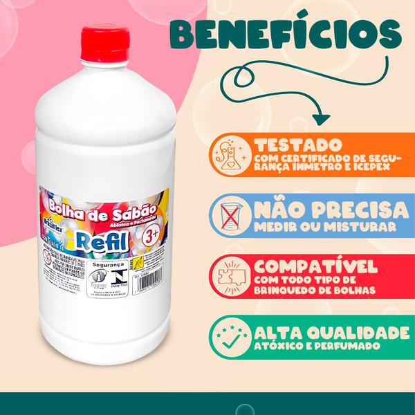 Imagem de Refil Para Bolha De Sabão Líquido Bubble Para Bolhas 3 Litros Atóxica Brasilflex