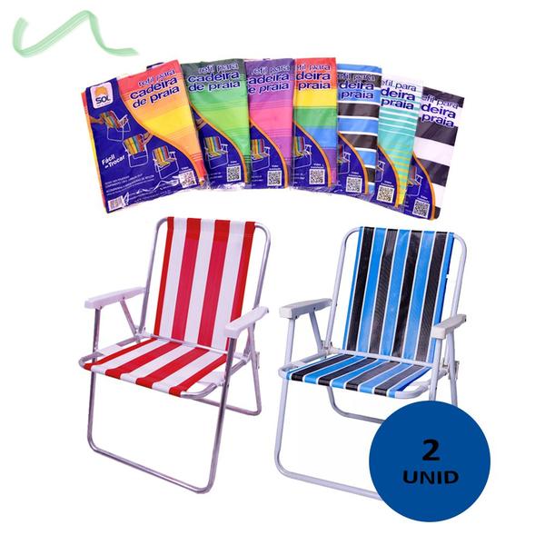 Refil Para Cadeira Praia Pano Kit Com 2 Unidades - Sol,mar e Lazer Imagem de Refil Para Cadeira Praia Pano Kit Com 2 Unidades