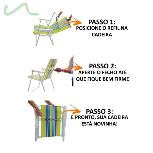 Refil Para Cadeira Praia Pano Kit Com 2 Unidades - Sol,mar e Lazer Imagem de Refil Para Cadeira Praia Pano Kit Com 2 Unidades