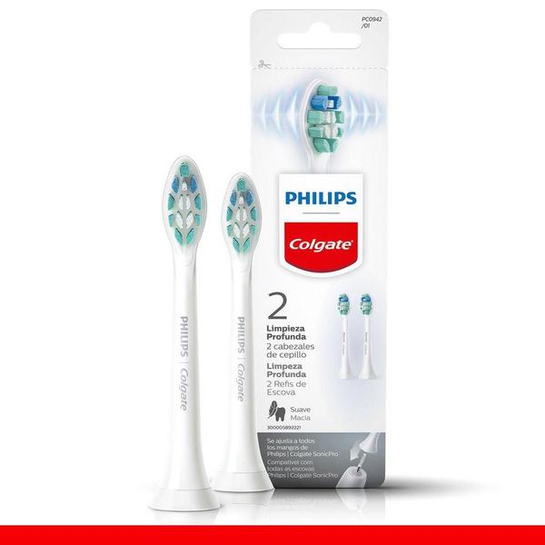 Imagem de Refil para Escova Elétrica Philips Colgate SonicPro Limpeza Profunda com 2 unidades