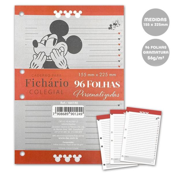 Imagem de Refil Para Fichário Colegial Mickey Minnie Disney 96Fls 90G