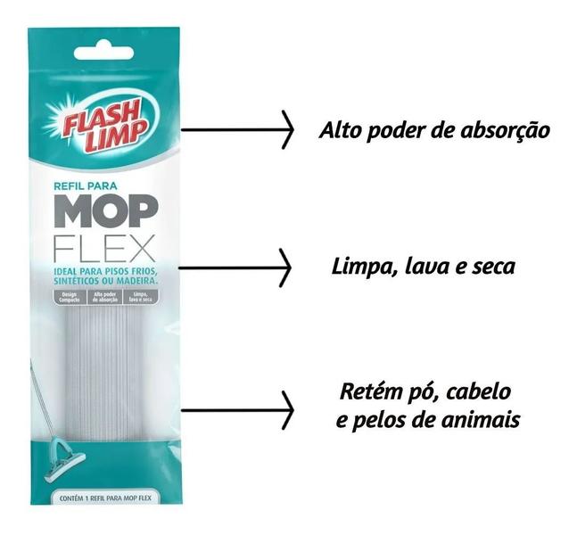 Imagem de Refil Para Mop Flex Lava Limpa E Seca Flash Limp