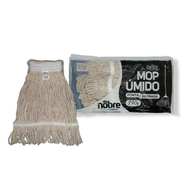 Imagem de Refil para Mop Úmido Ponta Dobrada Branco Nobre 290G  GOEDERT