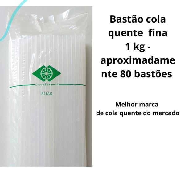 Refil Pistola Cola Quente 80 Bastões 7mmX300mm - Top - Green Diamond Imagem de Refil Pistola Cola Quente 80 Bastões 7mmX300mm - Top