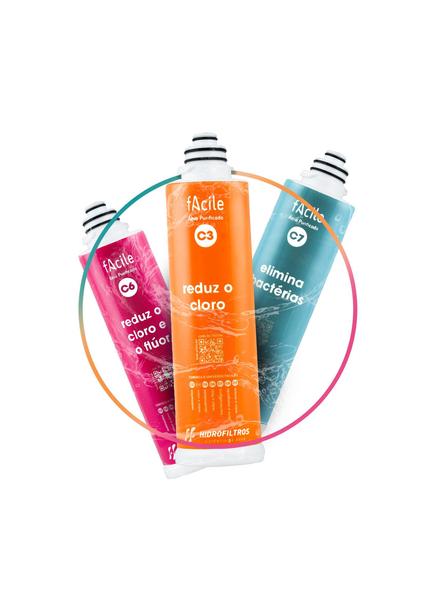 Refil Purificador Facile C3 Reduzir O Cloro Hidrofiltros Imagem de Refil Purificador Facile C3 Reduzir O Cloro Hidrofiltros