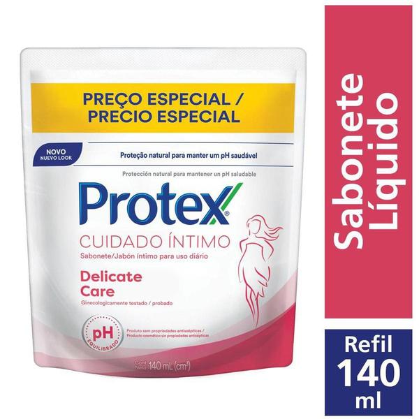 Refil Sabonete Íntimo Líquido Protex Delicate Care 140ml Imagem de Refil Sabonete Íntimo Líquido Protex Delicate Care 140ml