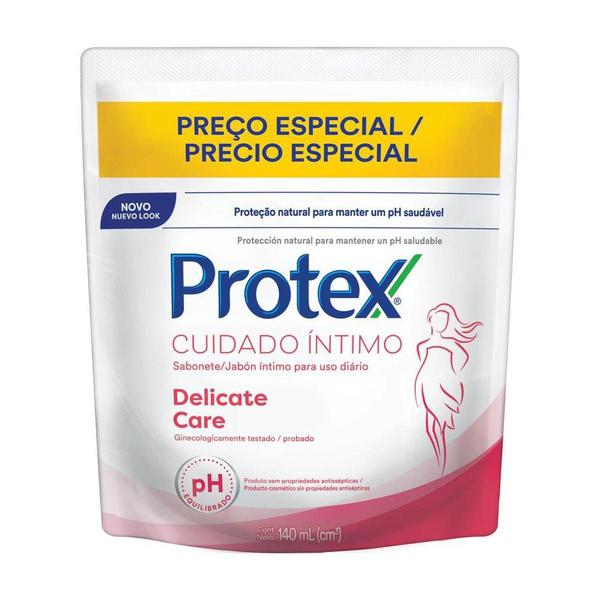 Refil Sabonete Íntimo Líquido Protex Delicate Care 140ml Imagem de Refil Sabonete Íntimo Líquido Protex Delicate Care 140ml