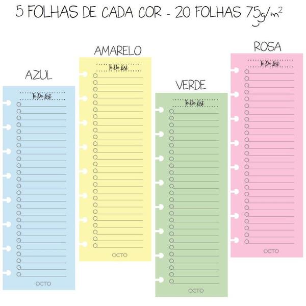 Imagem de Refil Slim para Caderno de Disco - To do List - 4 cores - OCTO