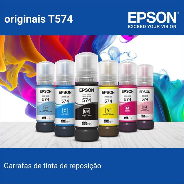 Imagem de Refil Tinta Amarelo T574 T574420 Original Epson Fotográfico Compatível Impressoras L8050 L18050