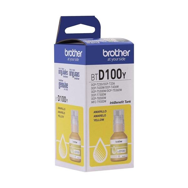 Imagem de Refil Tinta Brother BTD100Y  Amarela, DCPT230/DCPT430W/DCPT436W/DCPT530W/DCPT730DW/DCPT830DW