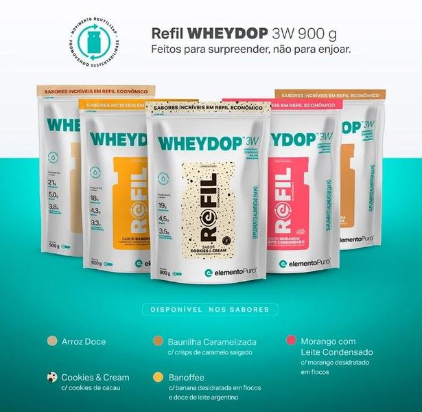 Imagem de REFIL WHEYDOP 3W BAUNILHA CARAMELIZADA 900g - ELEMENTO PURO