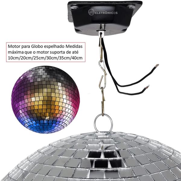 Imagem de Refletor 1 Globo Bola Espelhado 30cm Rgb Motor Giratório Iluminação KIT006 194882BR REFG30 REFMT