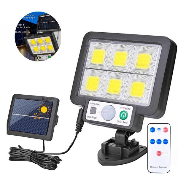 Refletor 200W Led Solar Parede Poste Sensor Presença Ip65 - Bagnare Import Imagem de Refletor 200W Led Solar Parede Poste Sensor Presença Ip65