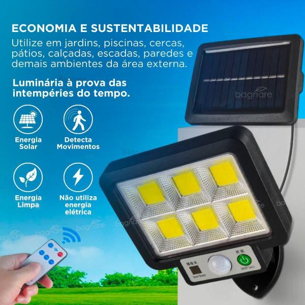 Refletor 200W Led Solar Parede Poste Sensor Presença Ip65 - Bagnare Import Imagem de Refletor 200W Led Solar Parede Poste Sensor Presença Ip65