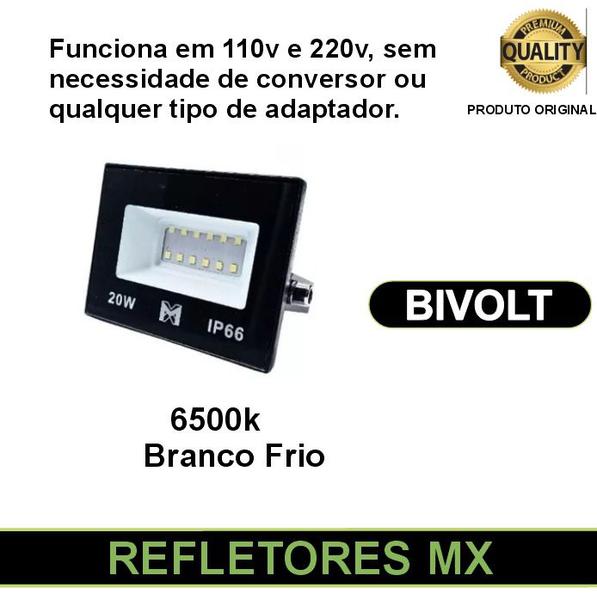 Imagem de Refletor 20W LED SMD Holofote Bivolt Slim IP66 Luz Branca