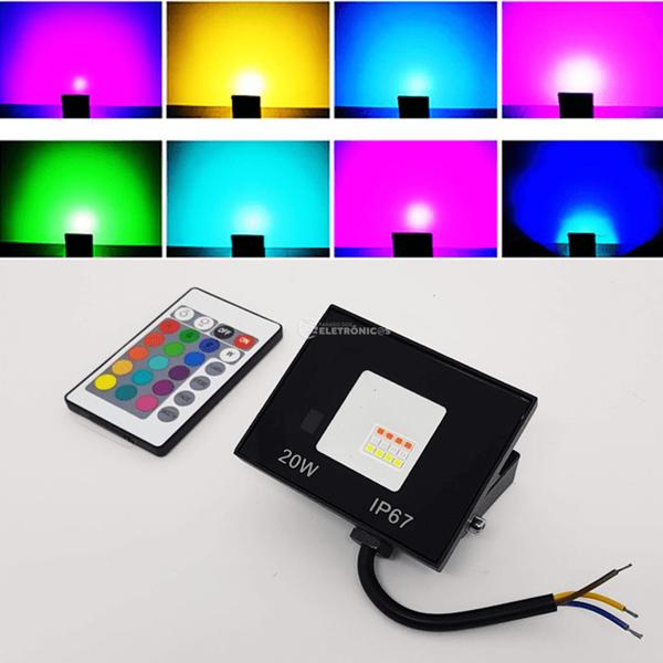 Refletor 20W Rgb 12 Leds Holofote Decoração De Parede Exterior Super Forte 61354 Imagem de Refletor 20W Rgb 12 Leds Holofote Decoração De Parede Exterior Super Forte 61354