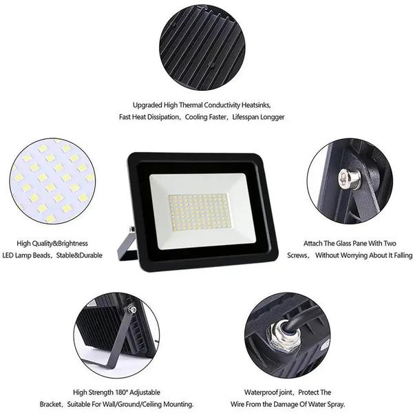 Imagem de Refletor 50W LED SMD Slim Mini Holofote Branco Quente 3000K IP67 Bivolt