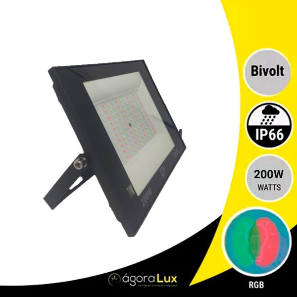 Imagem de Refletor Colorido RGB Led 200w A Prova de agua IP66 C/Controle Holofote Com Memória