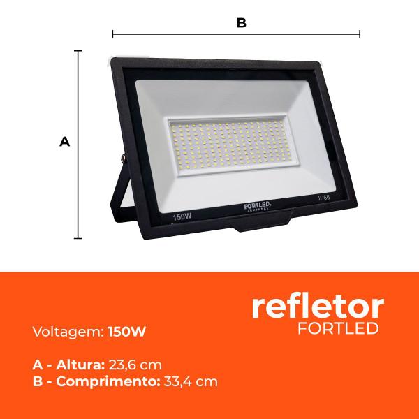 Imagem de Refletor de Led 150W Luz Branca 110/220V 25.000h Fortled