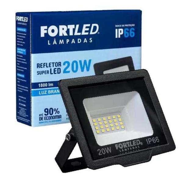 Imagem de Refletor de Led 20W Luz Branca 110/220V 25.000h - Fortled