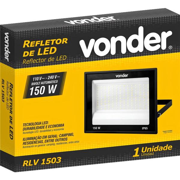 Imagem de Refletor de LED RLV1503 150W Vonder Bivolt 6500K 110V 220V Luz Branca Alcance 35m Interno Externo