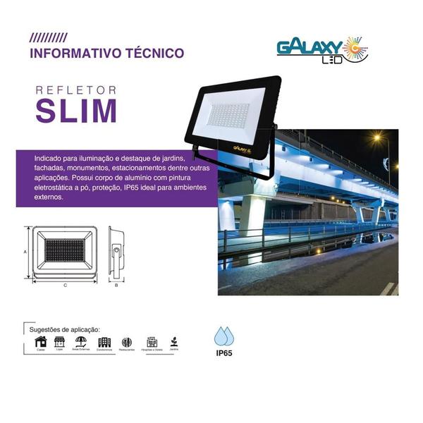 Imagem de Refletor de Led Slim 30w / 6500k Bivolt Preto Galaxy Led