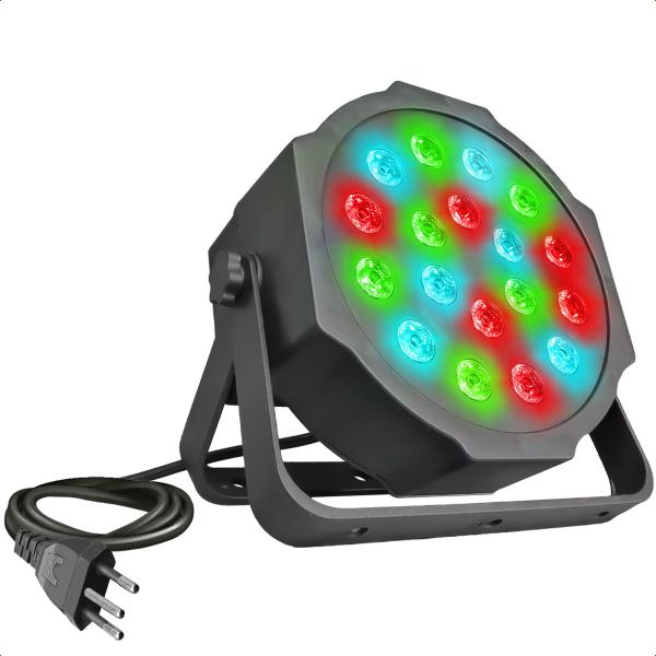 Imagem de Refletor Digital Para Festas Bivolt 18 Led Rgb Mini Flat Par Light Bivolt Ajustável 