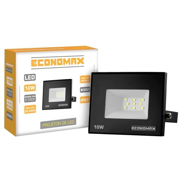 Imagem de Refletor Economax Led 10W Slim Preto 6,5K 600H