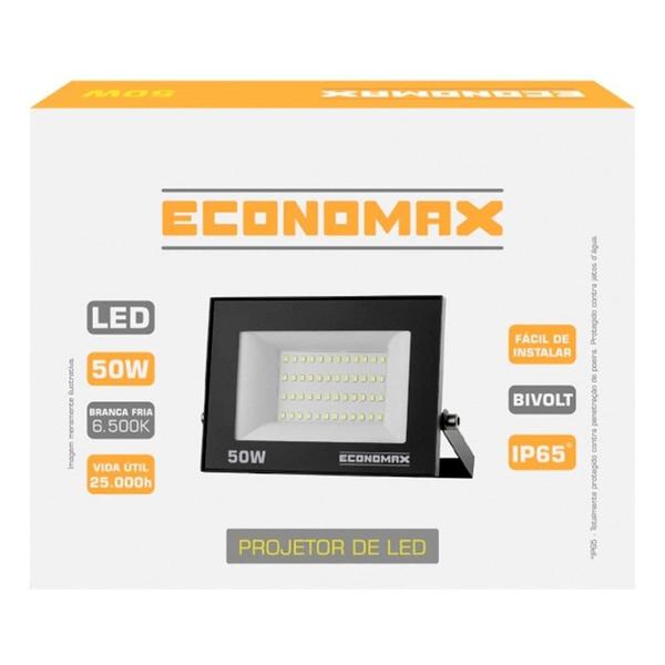 Imagem de Refletor Economax Led 50W Slim Preto 6,5K 3000H