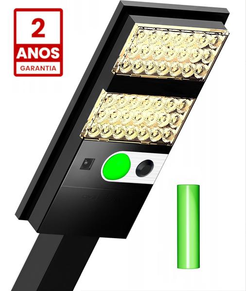 Imagem de Refletor Holofote Solar 400w Luminaria Poste com Bateria Substituível e Acendimento Automático LED Branco Quente 3000k Oversun